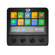 Control panel with digital display and icon buttons on a black background