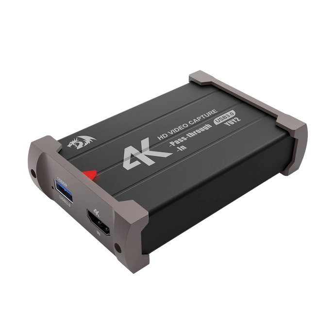 Redragon VC321 4K Video Capture Card, USB 3.0 1080p 60fps Video Capture, 4K HDMI Pass-Through, Zero-Latency Streaming, Compatible with Windows/Mac, Game Capture for PS5, Xbox, NS, DSLR, OBS