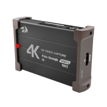 4K HD video capture device with branding on a black background