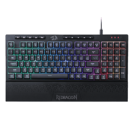 Redragon K515 SHIVA RGB Membrane Gaming Keyboard, 98 Keys Mechanical-Feel Keyboard w/Smooth Linear Switch, On-Board Macro & Dedicated Multimedia Keys, Detachable Wrist Rest, Software Supported