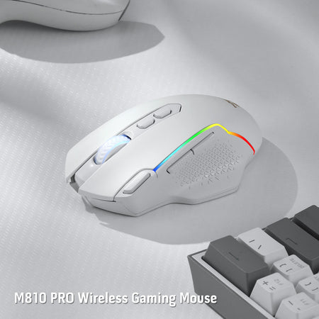 Redragon M810 Pro Wireless Gaming Mouse, 10000 DPI Wired/Wireless Gamer Mouse w/ Rapid Fire Key, 8 Macro Buttons, 45-Hour Durable Power Capacity and RGB Backlit for PC/Mac/Laptop