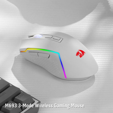 Redragon M693 Wireless Bluetooth Gaming Mouse, 8000 DPI Wired/Wireless Gamer Mouse w/ 3-Mode Connection, BT & 2.4G Wireless, 7 Macro Buttons, Durable Power Capacity and RGB Backlight for PC/Mac/Laptop