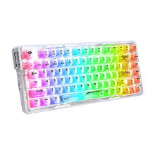 Redragon K649 PRO 78% Wireless Gasket RGB Gaming Keyboard, 3-Modes 82 Keys Full-Transparent Hot-Swap Compact Mechanical Keyboard w/Upgraded Socket, Sound Absorbing Foams, Translucent Custom Switch