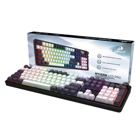 Redragon K761WB-RGB-PRO 3-Modes 104 Gasket Mechanical Keyboard with LCD Display
