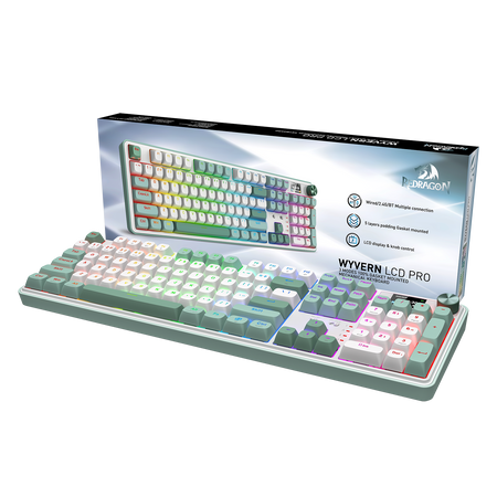 Redragon K761WG-RGB-PRO 3-Modes 104 Gasket Mechanical Keyboard with LCD Display