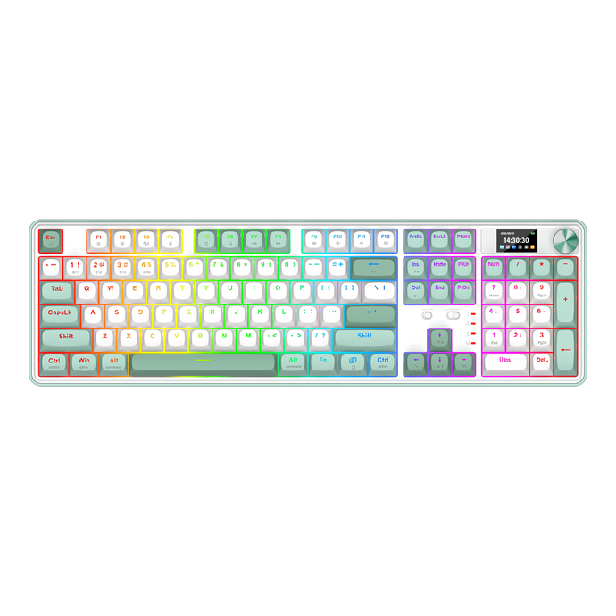 Redragon K761WG-RGB-PRO 3-Modes 104 Gasket Mechanical Keyboard with LCD Display