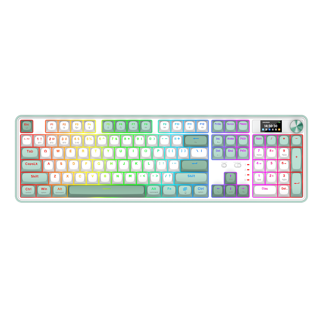 Redragon K761WG-RGB-PRO 3-Modes 104 Gasket Mechanical Keyboard with LCD Display