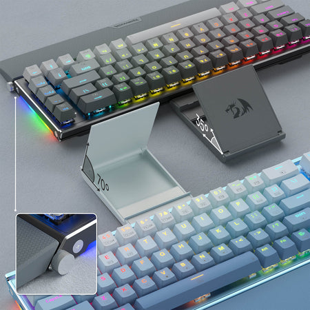 Redragon K641 65% Aluminum RGB Mechanical Keyboard, Wired 68 Keys Compact Gaming Keyboard w/ 3.5mm Sound Absorbing Foams, Detachable Wrist Rest, Gradient Keycaps, Upgraded Hot-Swap Socket