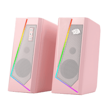 Redragon GS520 RGB Desktop Speakers, 2.0 Channel PC Computer Stereo Speaker with 6 Colorful LED Modes, Enhanced Sound and Easy-Access Volume Control, USB Powered w/ 3.5mm Cable, Pink