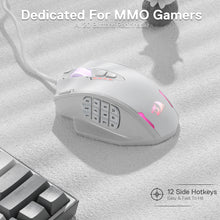 Redragon M908 IMPACT MMO Gaming Mouse up to 12,400 DPI High Precision  Mouse for PC, 18 Programmable Buttons, Weight Tuning Cartridge, 12 Side Buttons, 5 programmable user profiles, 16.8 Million Customizing LED Color Option