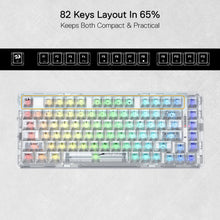 Redragon K649 PRO 78% Wireless Gasket RGB Gaming Keyboard, 3-Modes 82 Keys Full-Transparent Hot-Swap Compact Mechanical Keyboard w/Upgraded Socket, Sound Absorbing Foams, Translucent Custom Switch