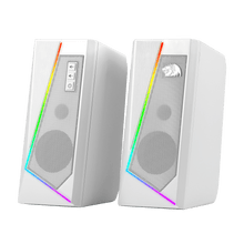 Redragon GS520 RGB Desktop Speakers, 2.0 Channel PC Computer Stereo Speaker with 6 Colorful LED Modes, Enhanced Sound and Easy-Access Volume Control, USB Powered w/ 3.5mm Cable, White