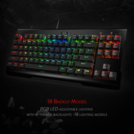 Redragon K561 VISNU Mechanical Gaming Keyboard, Anti-ghosting 87 Keys, RGB Backlit, Wired Compact Keyboard with Clicky Blue Switches for Laptop, Windows, PC Games