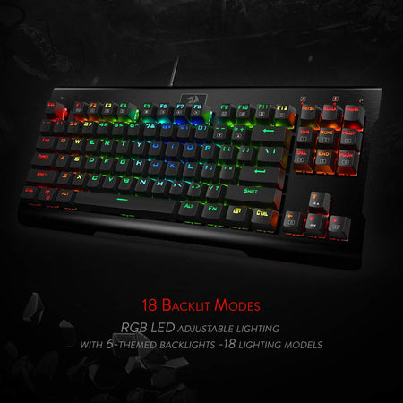 Redragon K561 VISNU Mechanical Gaming Keyboard, Anti-ghosting 87 Keys, RGB Backlit, Wired Compact Keyboard with Clicky Blue Switches for Laptop, Windows, PC Games