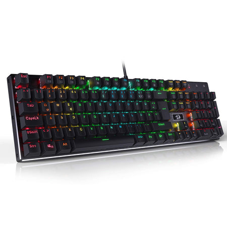 Redragon K556-DE Mechanische Gaming Tastatur, QWERTZ, Braune Schalter, Taktil & Klick Keyboard, 18 Mode RGB Beleucht, Voll Programmierbar, Ganzmetallpaneel, Ergonomische Tastatur, Schwarz
