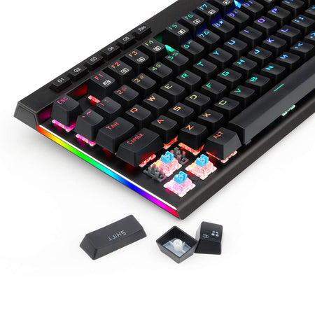 Redragon K580 VATA RGB LED Mechanische Gaming Tastatur mit Hintergrundbeleuchtung 104 Tasten Anti-Ghosting mit Makrotasten und Dedizierten Mediensteuerelementen (Blaue Schalter)