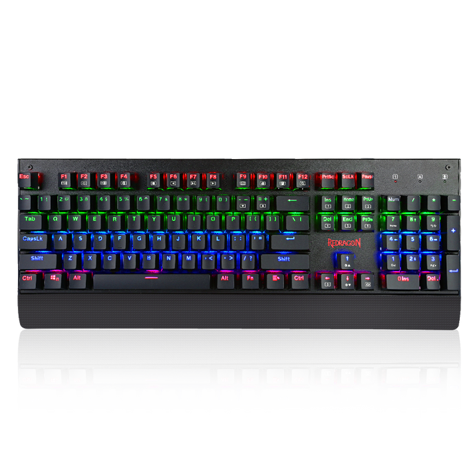 Redragon K557 RGB Backlit Waterproof Mechanical Gaming Keyboard with Blue Switches, Anti-ghosting 104 Keys