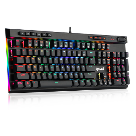 Redragon K580-PRO RGB Backlit Mechanical Gaming Keyboard 104 Keys Anti-ghosting with Macro Keys & Dedicated Media Controls, Onboard Macro Recording (Optical Brown Switches)