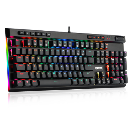 Redragon K580-PRO RGB Backlit Mechanical Gaming Keyboard 104 Keys Anti-ghosting with Macro Keys & Dedicated Media Controls, Onboard Macro Recording (Optical Blue Switches)