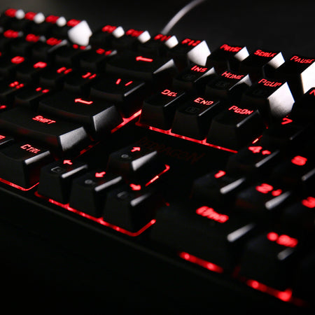 Redragon K582 SURARA Red LED Backlit Mechanical Gaming Keyboard, 104 Standard Keys and Quiet-Red Switches