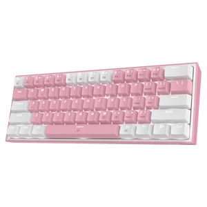 Redragon K617 FIZZ 60% Wired RGB Gaming Keyboard, 61 Keys Compact Mechanical Keyboard w/ White & Pink Mixed-Colored Keycaps, Linear Red Switch, Pro Driver Support