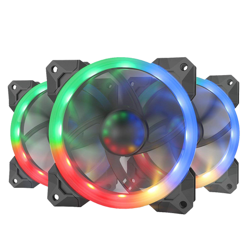 Redragon GC-F008 Computer Case 120mm PC Cooling Fan, RGB LED Quiet High Airflow Adjustable Color LED Fan, CPU Cooler and Radiators (3 Packs)