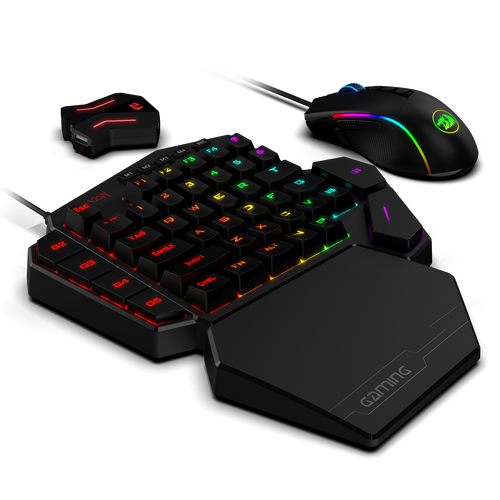 Redragon K585 One-handed RGB Gaming Keyboard and M721-Pro Mouse Combo with GA200 Converter