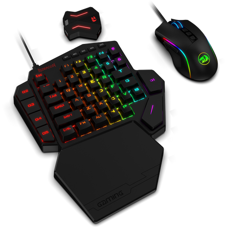 Redragon K585 One-handed RGB Gaming Keyboard and M721-Pro Mouse Combo with GA200 Converter for Xbox One, PS4, Switch, PS3 and PC, Blue Switch