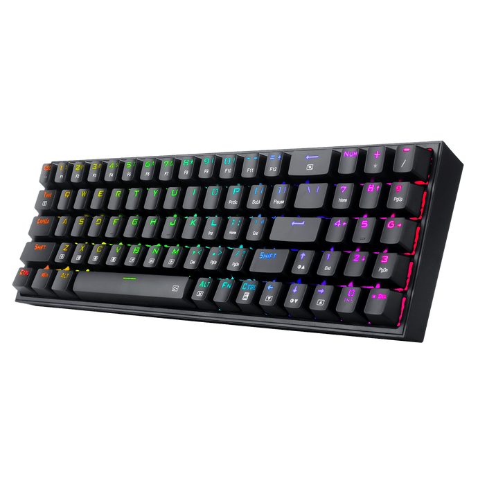 Redragon K628 Pollux 75% Wired RGB Gaming Keyboard, 78 Keys Hot-Swappable Compact Mechanical Keyboard w/100% Hot-Swap Socket, Free-Mod Plate Mounted PCB & Dedicated Arrow Keys and Numpad, Red Switch