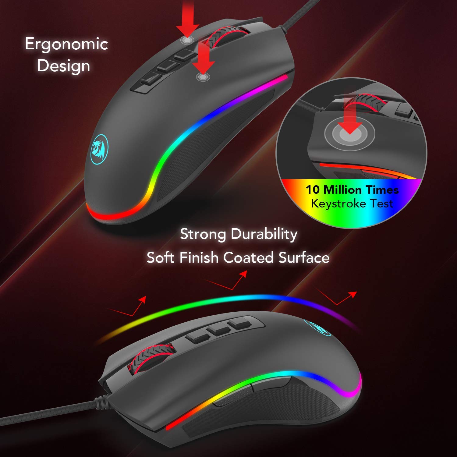 Redragon M711 COBRA Gaming Mouse with 16.8 Million Chroma RGB Color – REDRAGON ZONE