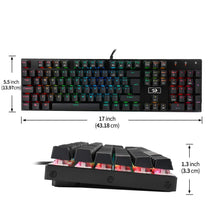 Redragon K556-DE Mechanische Gaming Tastatur, QWERTZ, Braune Schalter, Taktil & Klick Keyboard, 18 Mode RGB Beleucht, Voll Programmierbar, Ganzmetallpaneel, Ergonomische Tastatur, Schwarz
