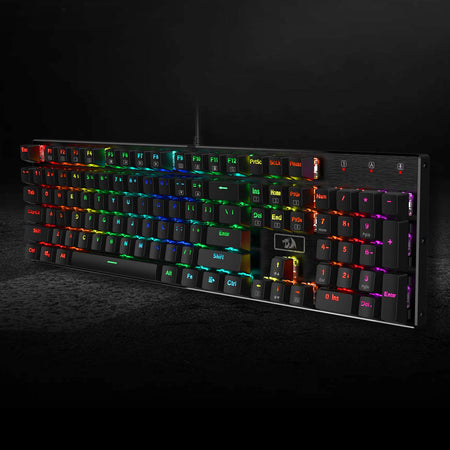 Redragon K556 RGB LED Backlit Wired Mechanical Gaming Keyboard, Aluminum Base, 104 Standard Keys