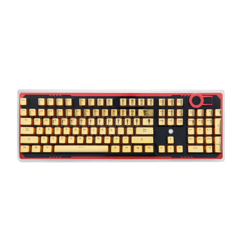 Redragon A101G 104 ABS Double Shot Injection Backlit Metallic Electroplated Gold Color Keycaps for Mechanical Switch Keyboards with Key Puller