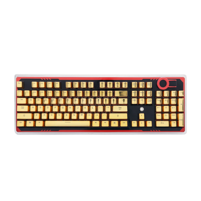 Redragon A101G 104 ABS Double Shot Injection Backlit Metallic Electroplated Gold Color Keycaps for Mechanical Switch Keyboards with Key Puller