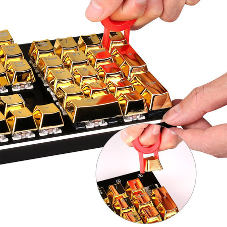 Redragon A101G 104 ABS Double Shot Injection Backlit Metallic Electroplated Gold Color Keycaps for Mechanical Switch Keyboards with Key Puller