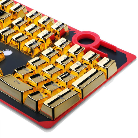 Redragon A101G 104 ABS Double Shot Injection Backlit Metallic Electroplated Gold Color Keycaps for Mechanical Switch Keyboards with Key Puller