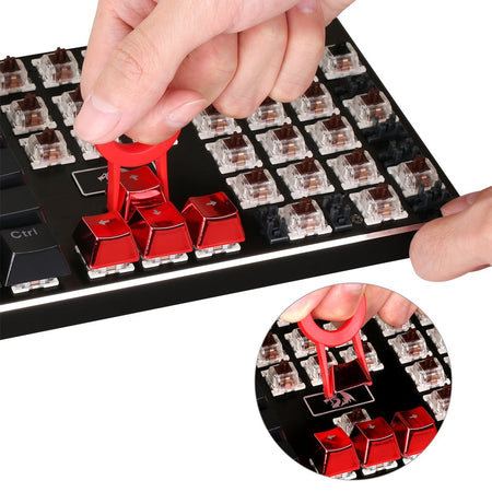 Redragon ABS Double Shot Injection Backlit Keycaps for Mechanical Switch Keyboards with Key Puller (Electroplated Red)