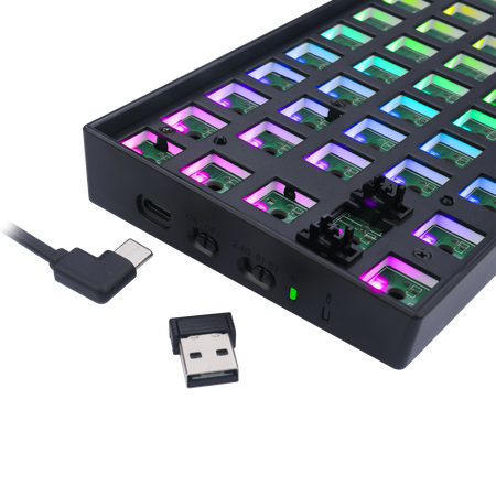 Redragon BBK530 Barebone DIY RGB Mechanical Keyboard, Bluetooth/2.4Ghz/Wired Tri-Mode Gaming Keyboard