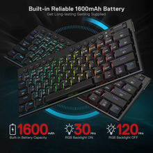Redragon K632 PRO Noctis 60% Wireless RGB Mechanical Keyboard, Bluetooth/2.4Ghz/Wired Tri-Mode Ultra-Thin Low Profile Gaming Keyboard w/No-Lag Connection