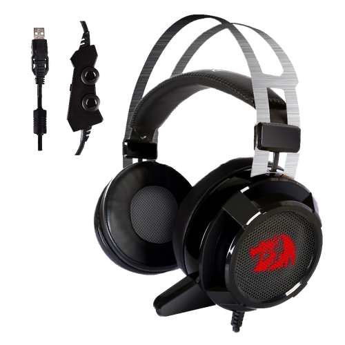 Redragon H301 SIREN2 7.1 Channel Surround Stereo Gaming Headset Over Ear Headphones with Mic Individual Vibration Noise Canceling LED Light