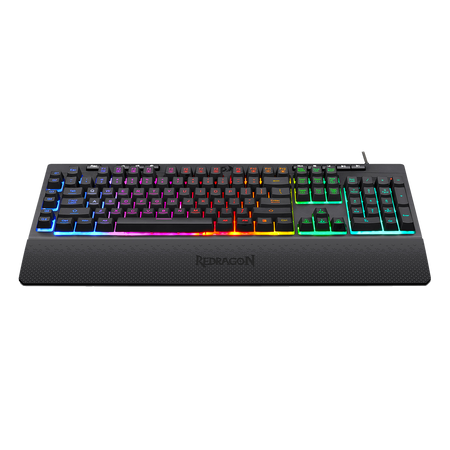 Redragon K512 SHIVA RGB Membrane Gaming Keyboard with Multimedia Keys, 6 Extra On-Board Macro Keys, Dedicated Media Control, Detachable Wrist Rest