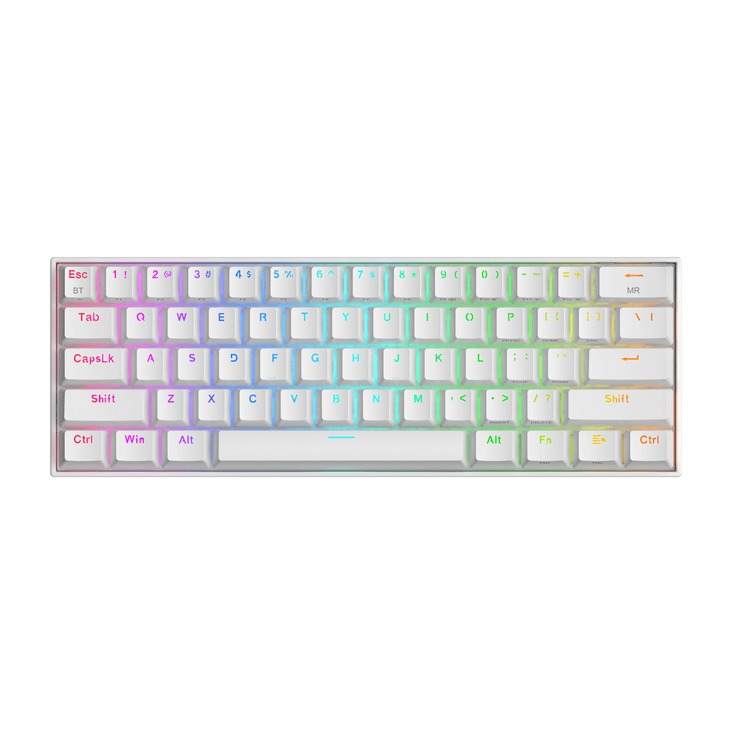 Teclado Gamer Inalambrico Mecanico 60% REDRAGON K530W-RGB DRACONIC /  Redragon Switch Brown / USB-C / Bluetooth / RGB / Inglés / Blanco