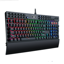 Redragon K550 RGB Gaming Keyboard, 104 Keys + 12 Macro G Keys Wired Mechanical Keyboard w/Aluminum Top Plate, Custom Clicky Purple Switch, Extra USB Port & Wrist Rest