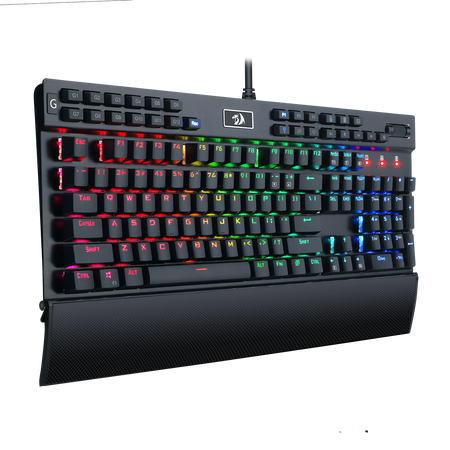 Redragon K550 RGB Gaming Keyboard, 104 Keys + 12 Macro G Keys Wired Mechanical Keyboard w/Aluminum Top Plate, Custom Clicky Purple Switch, Extra USB Port & Wrist Rest
