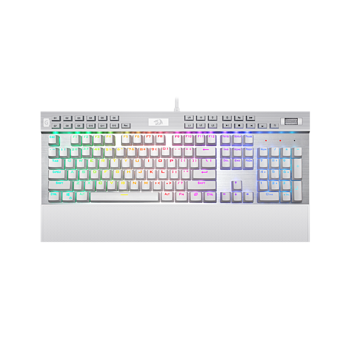 Redragon K550 RGB Gaming Keyboard, 104 Keys + 12 Macro G Keys Wired Mechanical Keyboard w/Aluminum Top Plate, Custom Clicky Purple Switch, Extra USB Port & Wrist Rest