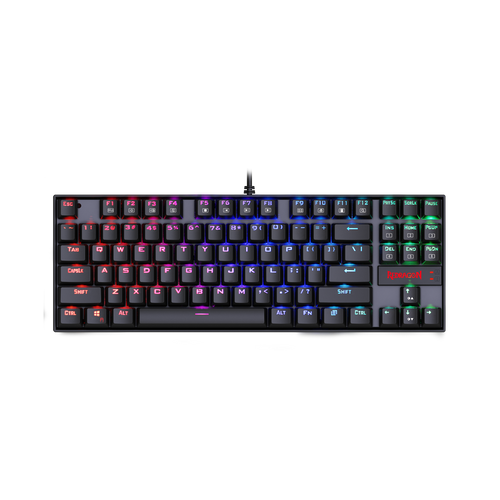 Redragon K552 KUMARA 87 Key LED RGB Backlit Mechanical Computer illuminated Keyboard with Blue Switches for PC Gaming Compact ABS-Metal Design