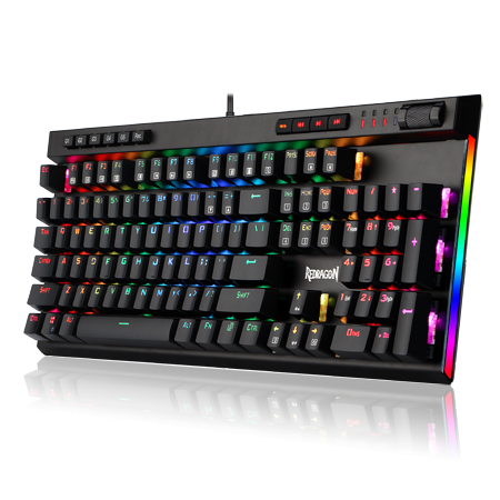 Redragon K580 VATA RGB LED Backlit Mechanical Gaming Keyboard 104 Keys Anti-ghosting with Macro Keys & Dedicated Media Controls, Onboard Macro Recording (Blue Switches)