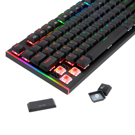 Redragon K591 Parvati RGB Backlit Low Profile Wired Mechanical Gaming Keyboard, Extra-Thin & Light, 104 Keys Anti-ghosting, Linear & Quiet Red Switch
