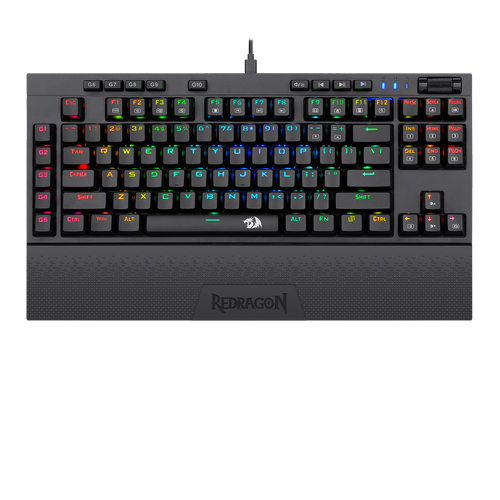Redragon K596 VISHNU 3 Modes RGB Mechanical Gaming Keyboard, 87 Keys TKL Compact Keyboard with 2400 mAh Battery, 10 Onboard Macro Keys &  Wrist Rest, 10H Play Time, Red Switches