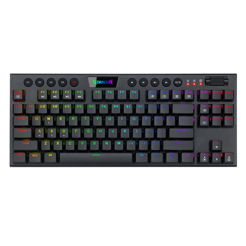 Redragon K622 Horus TKL RGB Mechanical Keyboard, Ultra-Thin Designed Wired Gaming Keyboard w/Low Profile Keycaps, Dedicated Media Control & Linear Red Switch, Pro Software Supported